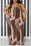 Gult Casual Print Patchwork Spaghetti Strap Plus Size Jumpsuits