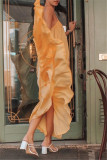 Albicocca Sexy Casual Solid Backless Cinghia di Spaghetti Allentato Sling Dress