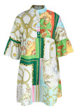 Or Fashion Casual Patchwork V Neck A Line Robes