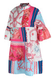Розовые модные повседневные платья в стиле пэчворк с V-образным вырезом