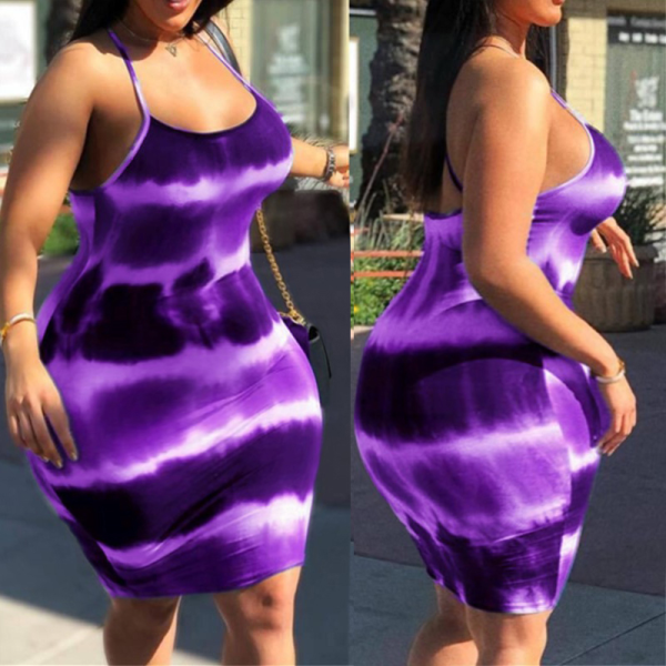 Фиолетовое модное сексуальное ежедневное мини-платье на тонких бретелях без рукавов на тонких бретельках мини-платья для галстука