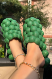 Sapatos de rua casuais verdes vazados com retalhos fechados e confortáveis ​​para fora da porta