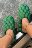 Sapatos de rua casuais verdes vazados com retalhos fechados e confortáveis ​​para fora da porta