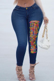 Svart Mode Casual Solid Bandage urholkat Skinny Denim Jeans med hög midja