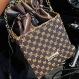 Coffee Fashion Casual Print Patchwork Chains Bags