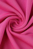 Розовый Фиолетовый Мода Повседневная Твердый Щелевой V-образным Вырезом Плюс Размер Из Двух Частей