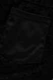 Черные модные сексуальные однотонные прозрачные прозрачные о-образные вырезы с коротким рукавом из двух частей