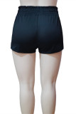 Pantalones cortos de talla grande básicos sólidos informales de moda negros
