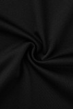 Черные модные повседневные однотонные лоскутные платья с круглым вырезом и длинными рукавами