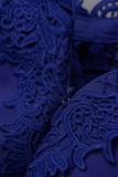 Синий модный сексуальный однотонный пэчворк с открытыми плечами юбка-карандаш платья