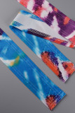 Kleur Mode Casual Print Bandage V-hals Plus Size Twee Stukken