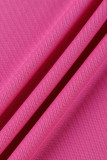 ピンクパープルファッションカジュアルソリッドスリットVネックプラスサイズツーピース