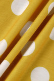 Tibétain Bleu Mode Casual Dot Print Bandage O Neck Plus Size Two Pieces