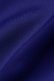 ブルー ファッション セクシー ソリッド パッチワーク オフショルダー ペンシル スカート ドレス