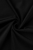 Black Fashion Sexy Patchwork Kwastje Doorzichtige Asymmetrische O-hals Jurken met Lange Mouwen