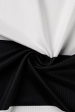 ホワイトファッションカジュアルプラスサイズストライププリントベーシックターンダウンカラー半袖ワンピース