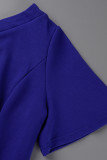 Robes droites décontractées à col asymétrique à volants en patchwork uni blanc