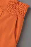 Oranje Mode Casual Solid Bandage V-hals Korte Mouw Twee Stukken