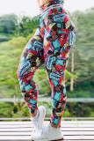 Multicolor Mode Casual Sportswear Print Basic Skinny Potloodbroek met hoge taille