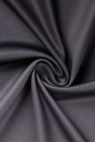 Negro Casual cambio gradual estampado patchwork hendidura cuello redondo talla grande dos piezas