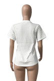 Camisetas de moda casual branca com estampa de letra básica com gola O