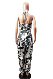 Rode sexy casual print bandage backless strapless regular jumpsuits