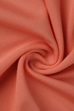 Naranja Rosa Moda Casual Sólido Hendidura Cuello en V Más Tamaño Dos piezas
