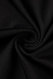 Zwarte mode sexy patchwork doorschijnende V-hals lange mouwen plus size jurken