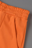 Oranje Modieus Casual Solid Basic O-hals Korte mouw Tweedelige stukken
