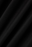 Moda preta sexy patchwork borla transparente assimétrico decote em O vestidos de manga comprida