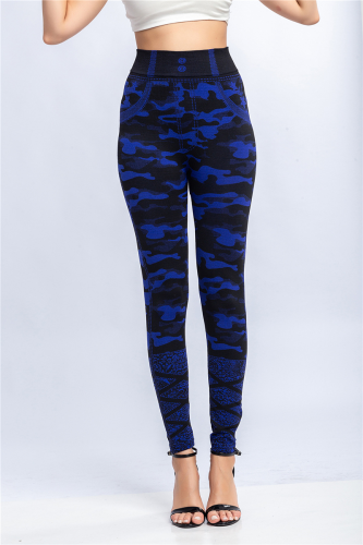 Patchwork azul com estampa de camuflagem de roupas esportivas