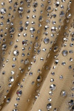 Абрикосовый модный сексуальный пэчворк, горячее сверление, прозрачное платье без рукавов с открытой спиной, на тонких бретелях, из двух частей