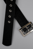 Patchwork solide imprimé décontracté à la mode noire avec robe sans manches à col en V et ceinture