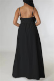 Black Fashion Sexy Solid Backless Spaghetti Band Tops