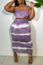 Фиолетовый модный сексуальный принт без спинки на бретельках без рукавов из двух частей