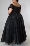 Zwarte mode casual effen patchwork rok in grote maten