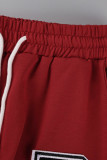 Белая мода Повседневная буква Сплошной вышитый воротник с капюшоном с коротким рукавом из двух частей
