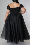 Falda de talla grande de patchwork sólido informal de moda negra