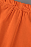 Tangerine Red Повседневный принт с разрезом O-образным вырезом и коротким рукавом из двух частей