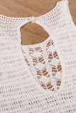 Weiße, sexy, solide Quasten-Bandage, ausgehöhlte Patchwork-Badebekleidungs-Vertuschung