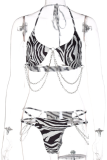 Zebra Sexy Animal Print Zipper Patchwork Valentines Day Swimwears