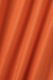 Orange Fashion Sexy Print Backless Spaghetti Strap Ärmelloses Kleid Kleider