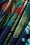 Многоцветный модный повседневный принт в стиле пэчворк с разрезом и V-образным вырезом размера плюс из двух частей