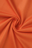 Orange Mode Sexigt Tryck Backless Spaghetti Strap Ärmlös Klänning Klänningar