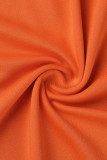 Orange Sweet Slip Solid Plus Size