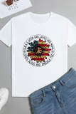 Witte Fashion Street Print Patchwork T-shirts met letter O-hals