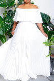 Witte mode casual effen rugloze off-shoulder geplooide jurken