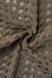 Trajes de baño de retazos ahuecados de vendaje sólido sexy marrón Cubrir