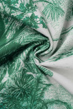 Robes à col rabattu en patchwork imprimé décontracté vert
