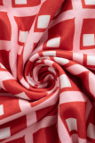 Rode sexy patchwork-spaghettiband met print, tweedelig